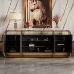 Buffet glamour en métal et bois avec étagères