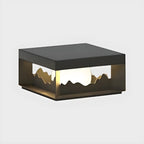 Lampe de table carrée élégante en acier inoxydable noir