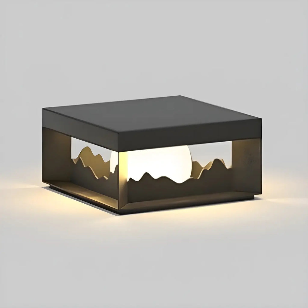 Lampe de table carrée élégante en acier inoxydable noir