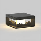 Lampe de table carrée élégante en acier inoxydable noir