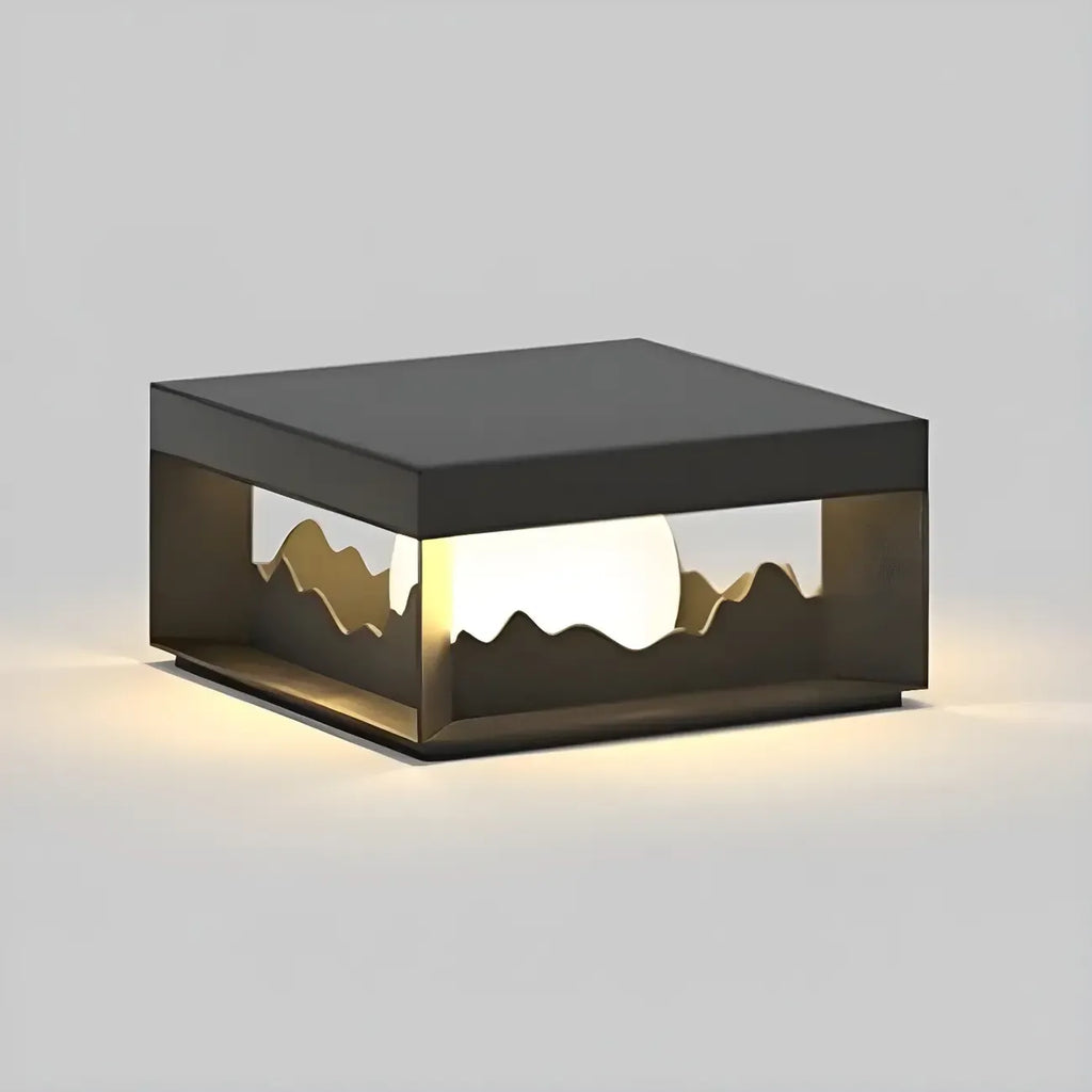 Lampe de table carrée élégante en acier inoxydable noir
