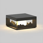 Lampe de table carrée élégante en acier inoxydable noir