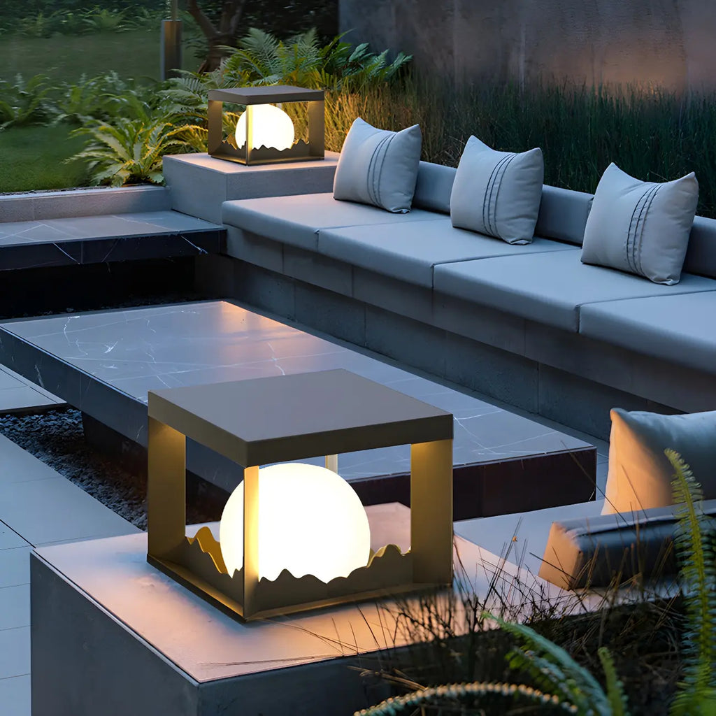 Lampe de table carrée élégante en acier inoxydable noir