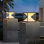 Lampes solaires modernes à lumière chaude, cubes transparents, pour poteaux extérieurs