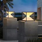 Lampes solaires modernes à lumière chaude, cubes transparents, pour poteaux extérieurs