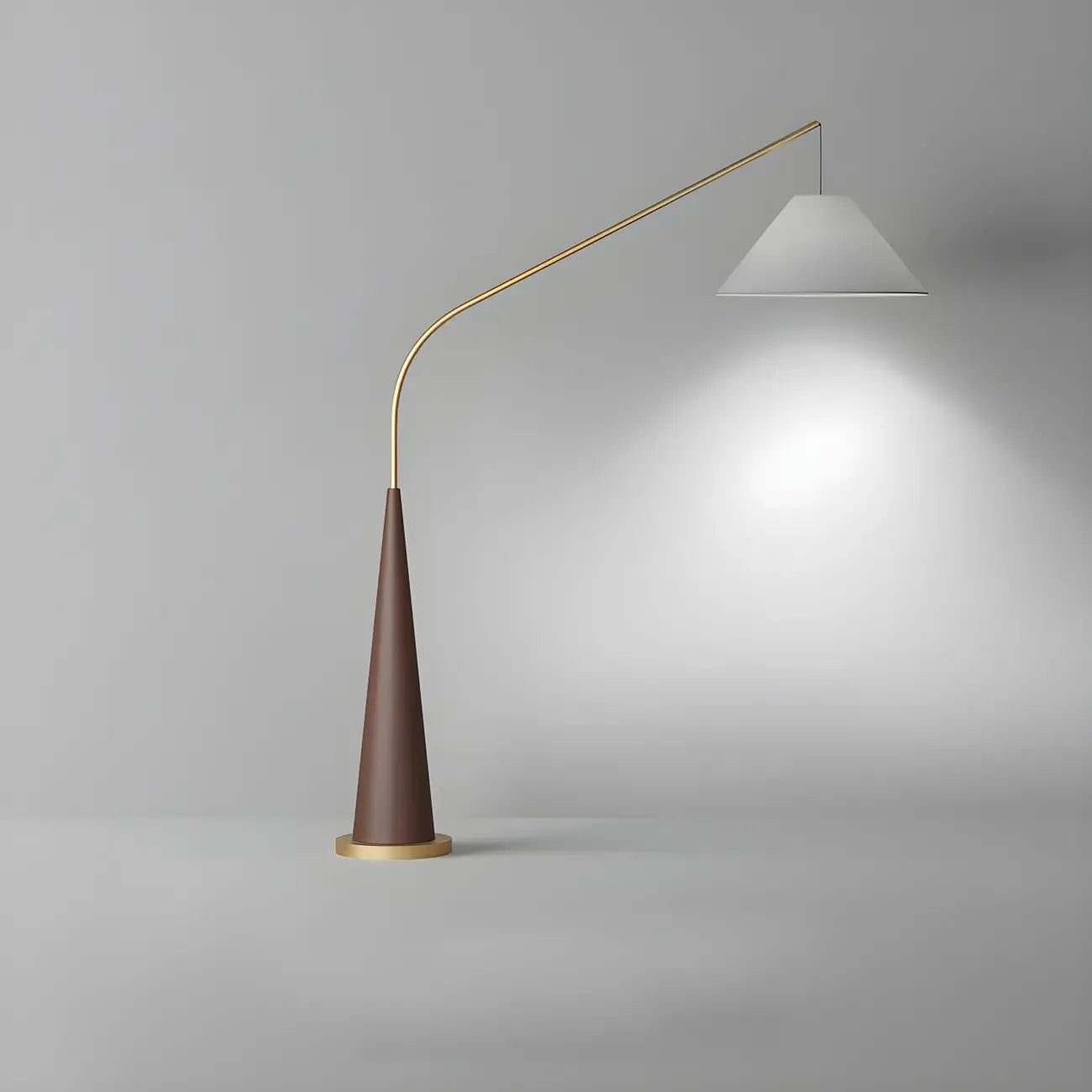 Lampadaire oriental arqué couleur bois avec abat-jour plissé en tissu