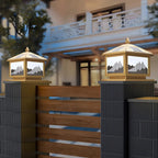 Lampadaires solaires d'extérieur traditionnels en laiton en forme de maison