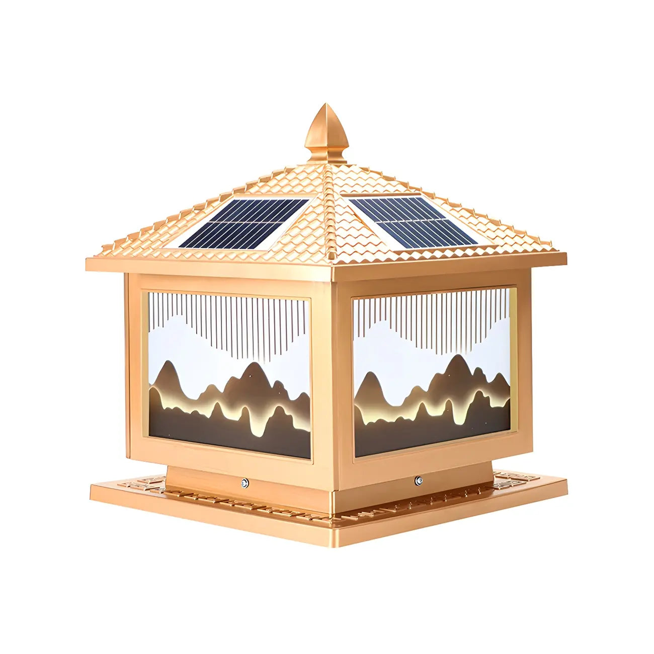 Lampadaires solaires d'extérieur traditionnels en laiton en forme de maison