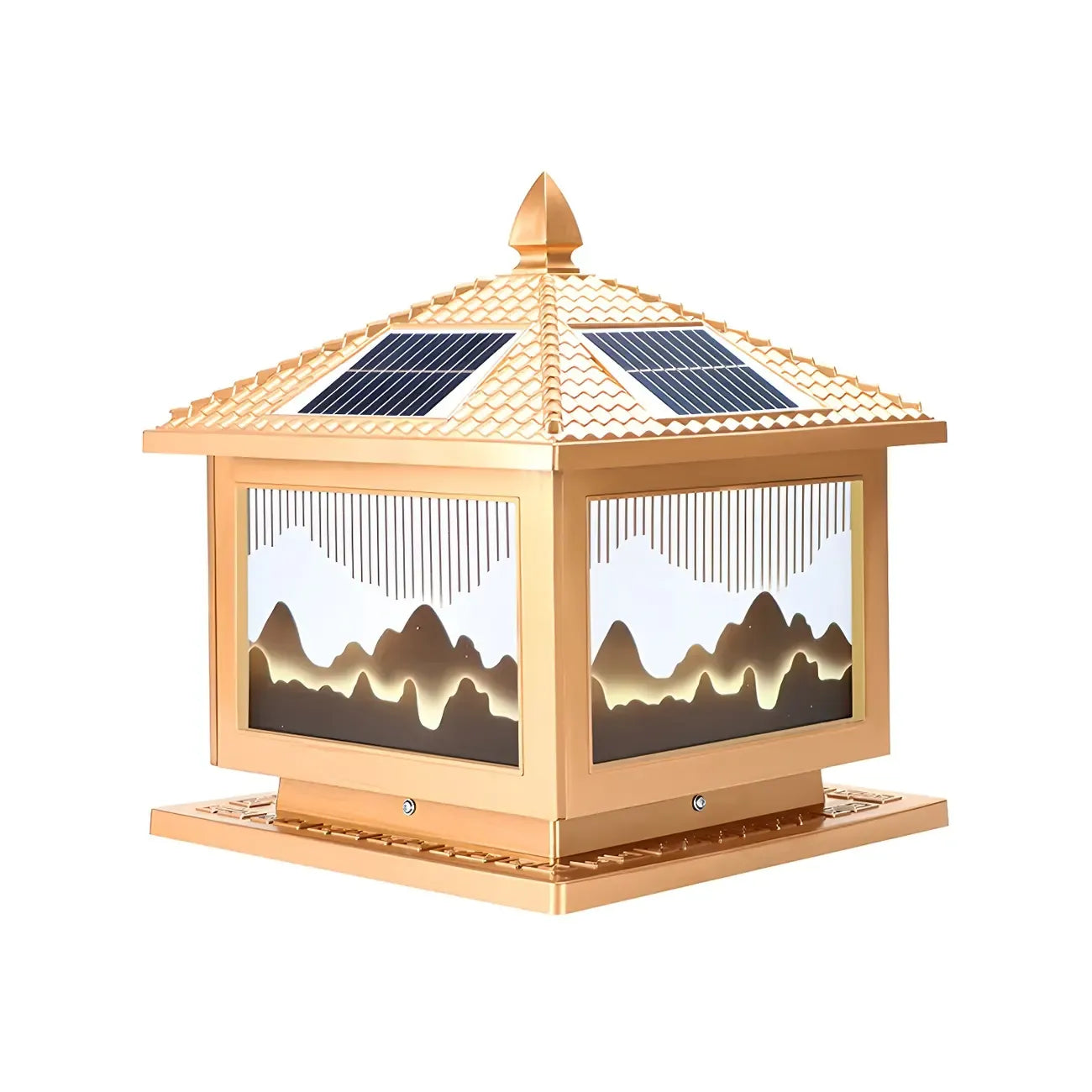 Lampadaires solaires d'extérieur traditionnels en laiton en forme de maison