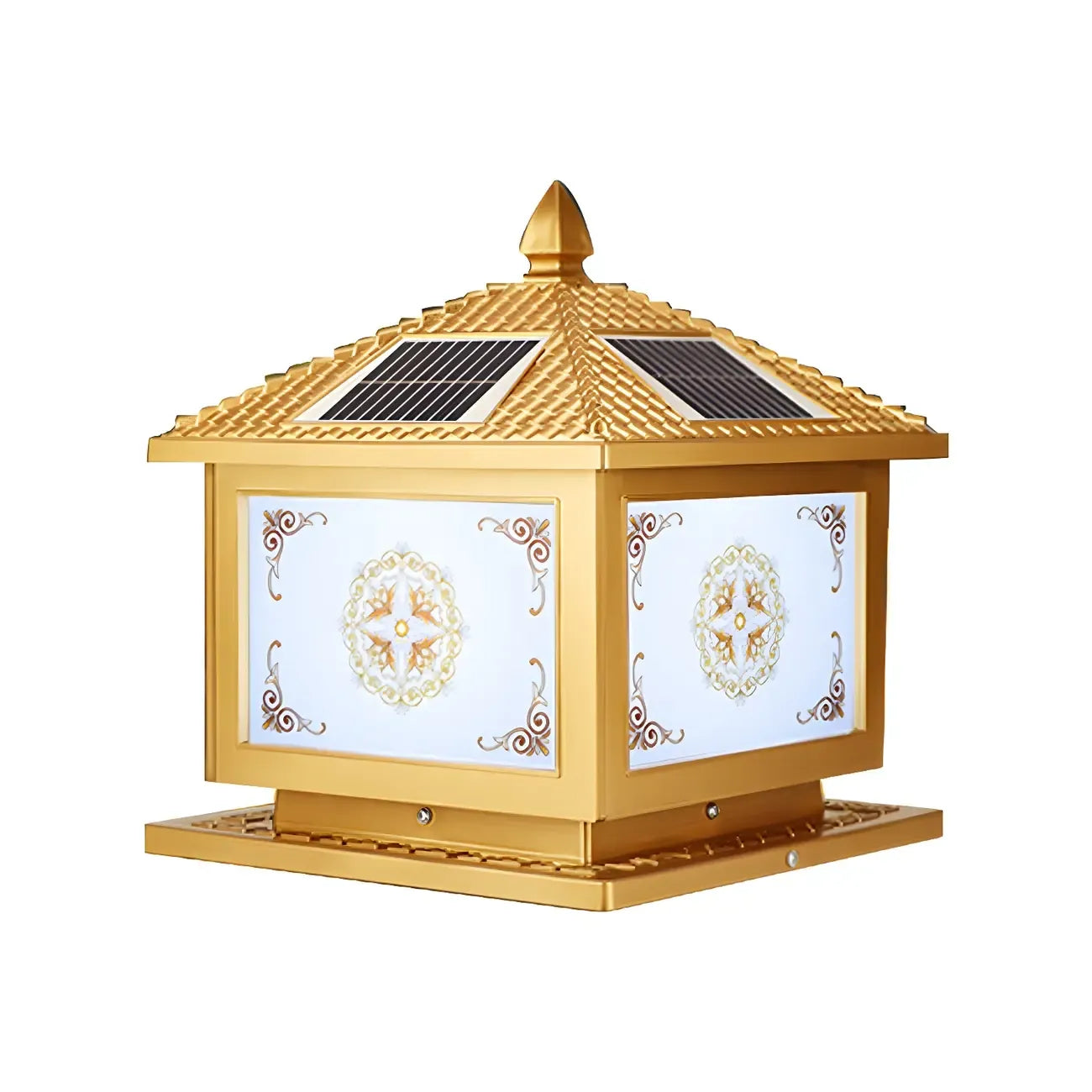 Lampadaires solaires d'extérieur traditionnels en laiton en forme de maison
