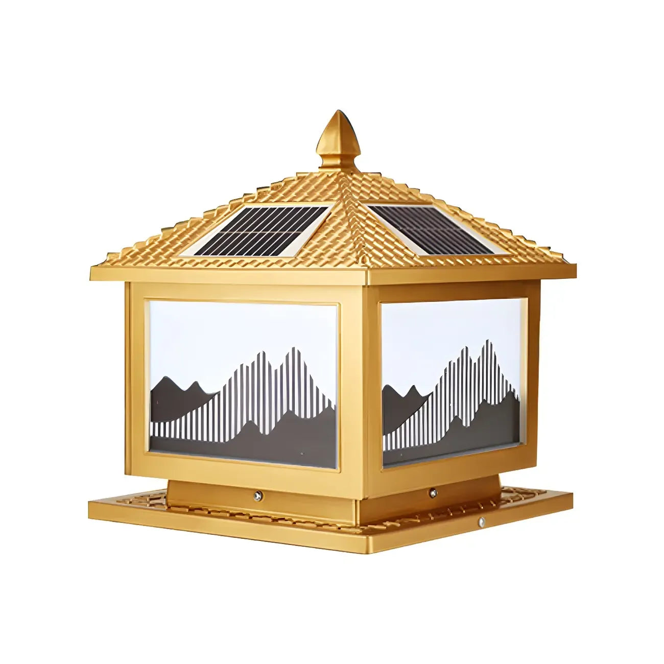 Lampadaires solaires d'extérieur traditionnels en laiton en forme de maison