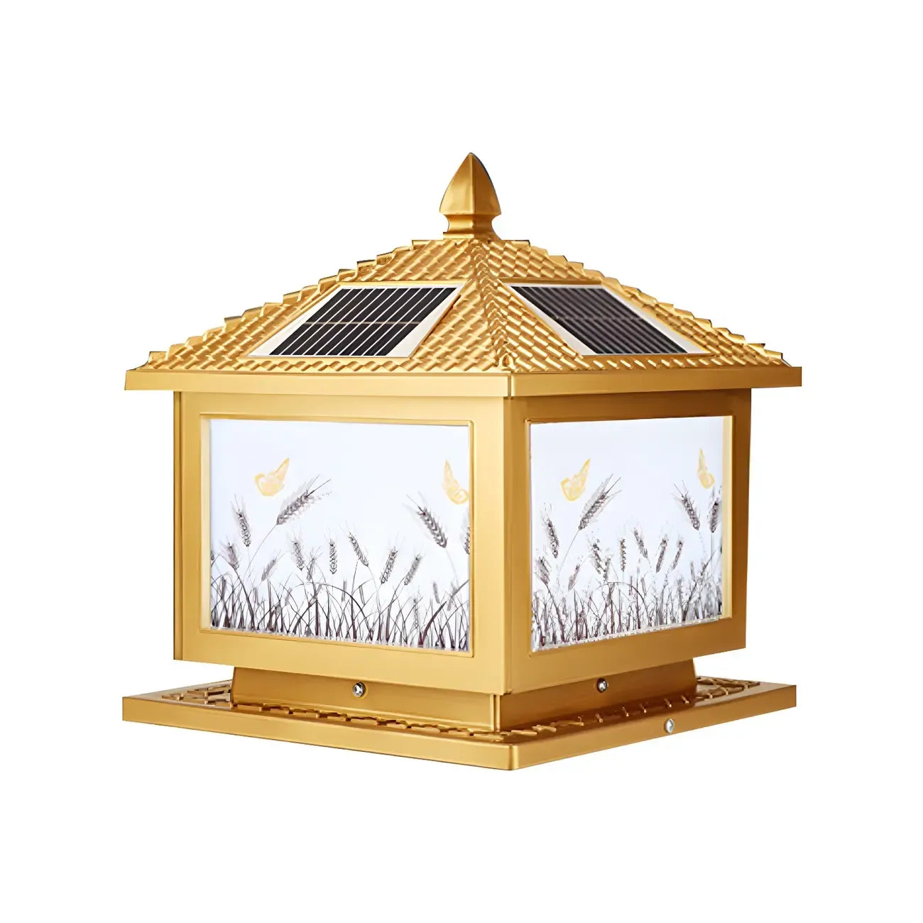 Lampadaires solaires d'extérieur traditionnels en laiton en forme de maison