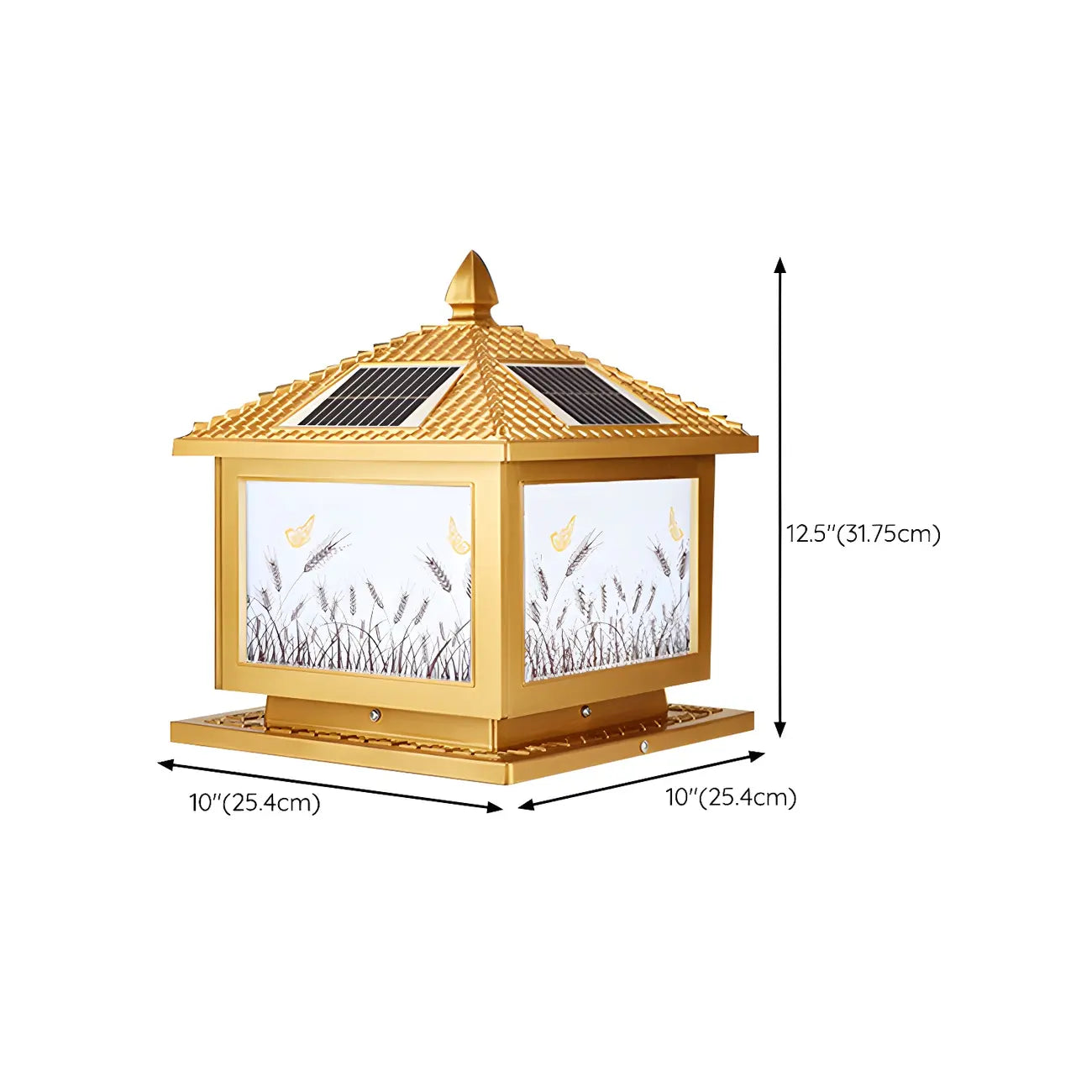Lampadaires solaires d'extérieur traditionnels en laiton en forme de maison