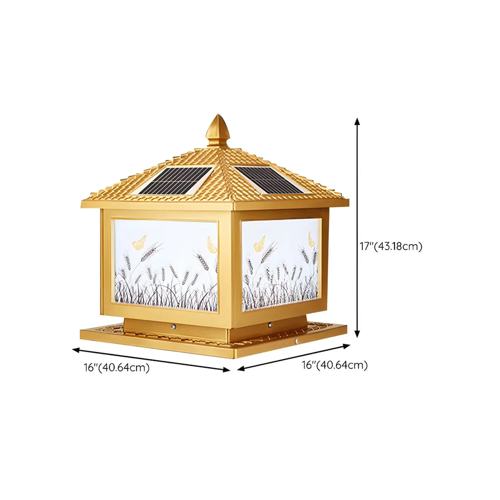 Lampadaires solaires d'extérieur traditionnels en laiton en forme de maison