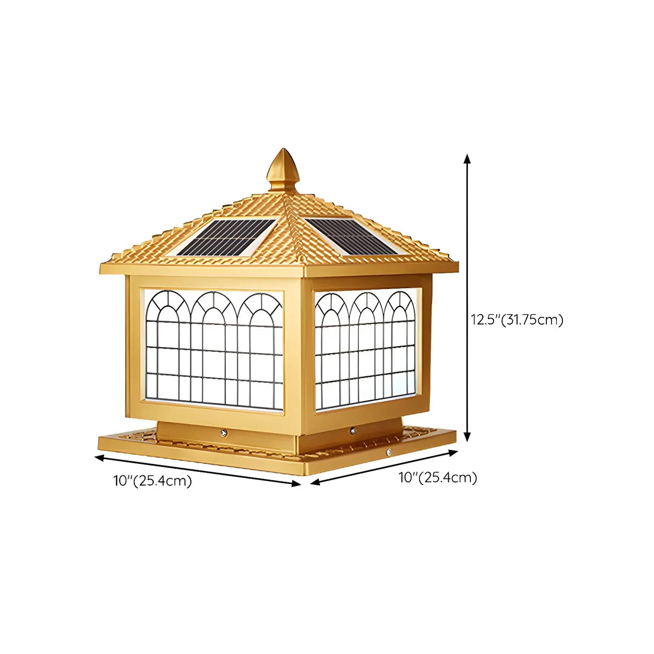 Lampadaires solaires d'extérieur traditionnels en laiton en forme de maison