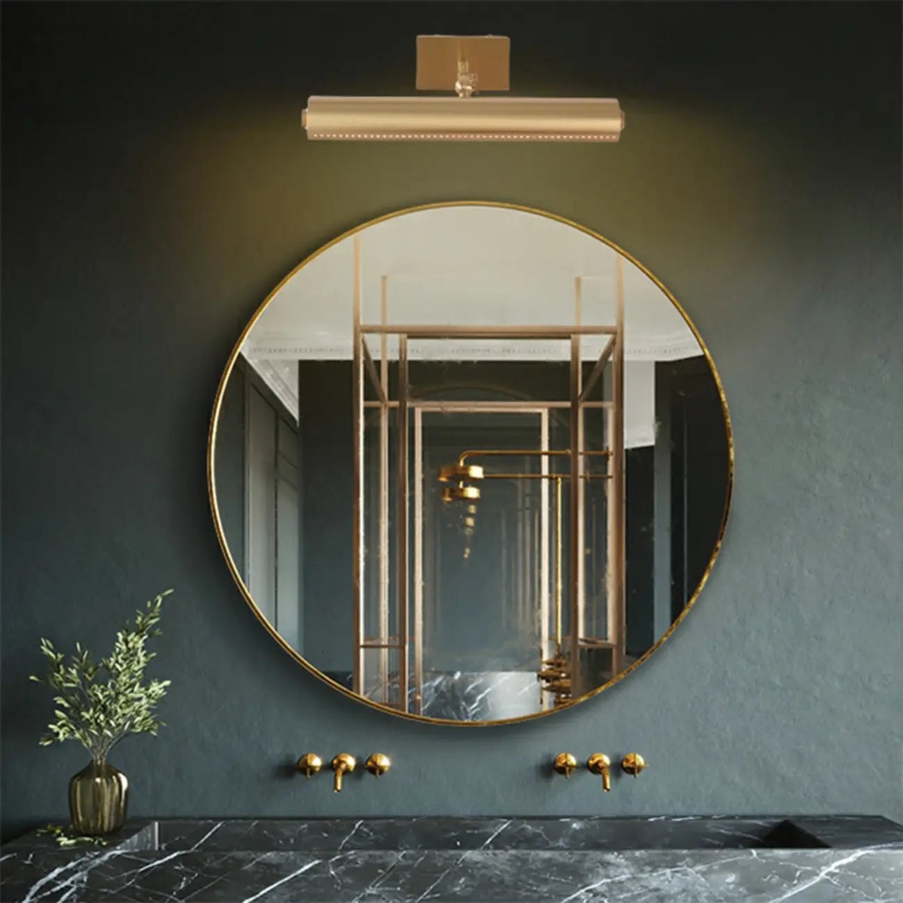 Applique murale LED moderne droite à 2 lumières avec abat-jour en cuivre