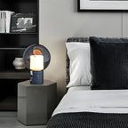 Lampe de table moderne en verre gris fumé avec dôme pour chambre