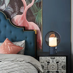 Lampe de table moderne en verre gris fumé avec dôme pour chambre