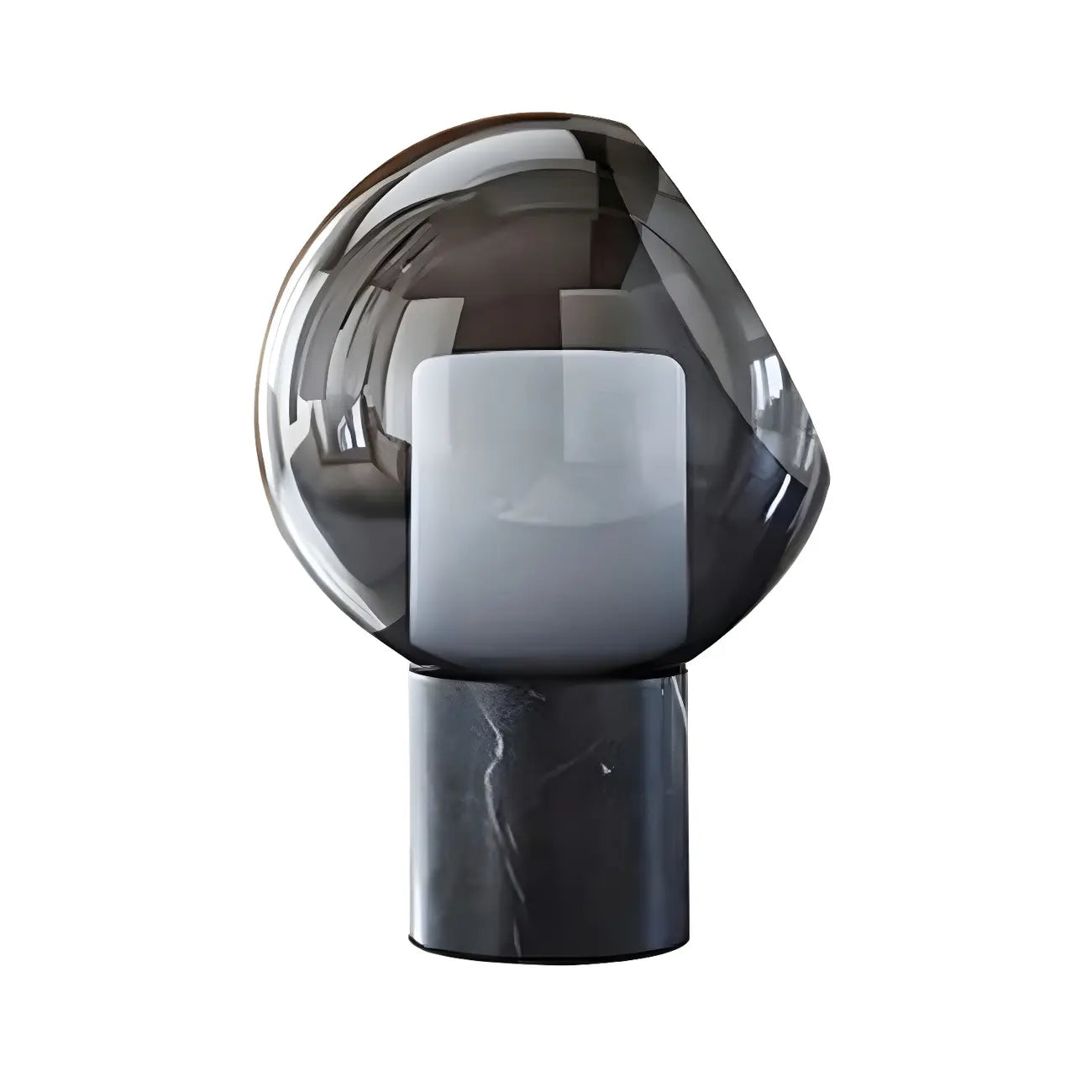 Lampe de table moderne en verre gris fumé avec dôme pour chambre