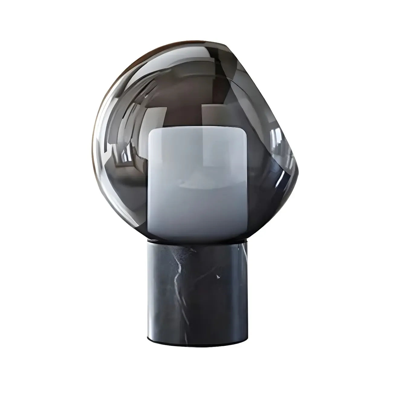 Lampe de table moderne en verre gris fumé avec dôme pour chambre