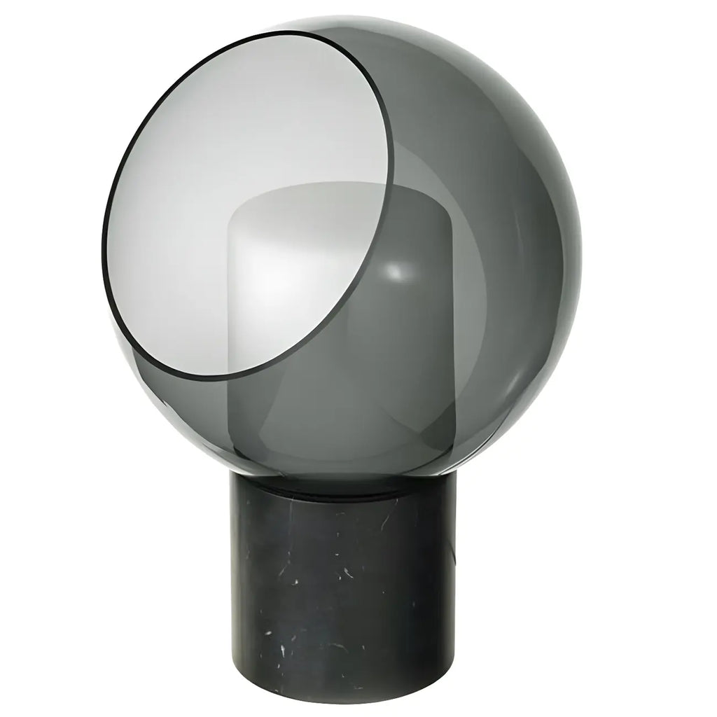 Lampe de table moderne en verre gris fumé avec dôme pour chambre