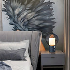 Lampe de table moderne en verre gris fumé avec dôme pour chambre