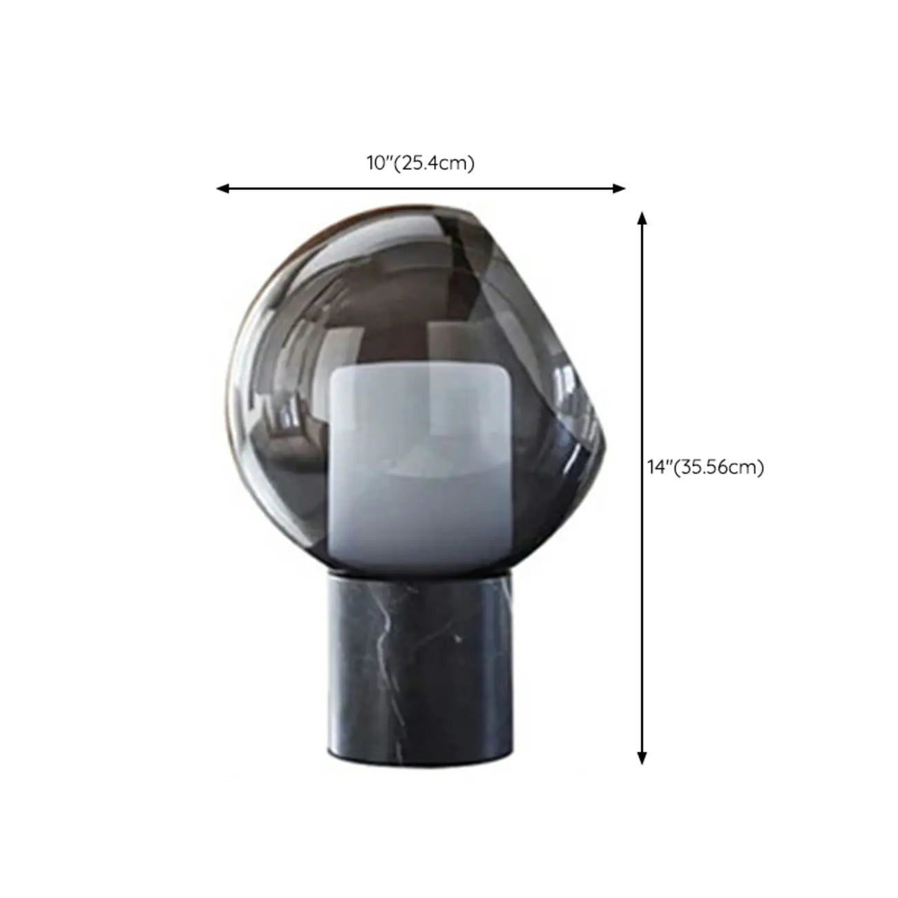 Lampe de table moderne en verre gris fumé avec dôme pour chambre