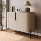 Meuble d'appoint moderne en pierre beige avec 4 pieds droits