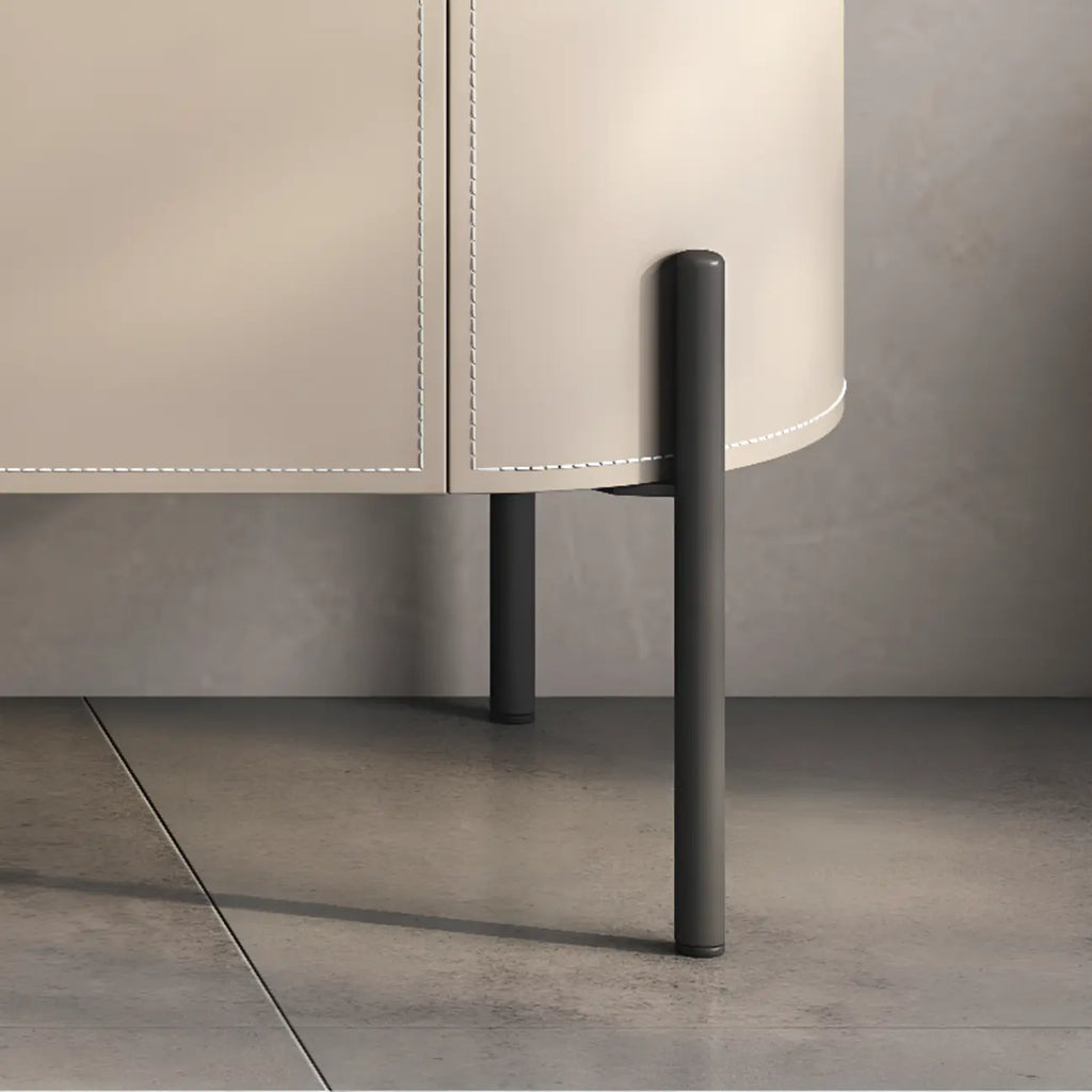 Meuble d'appoint moderne en pierre beige avec 4 pieds droits