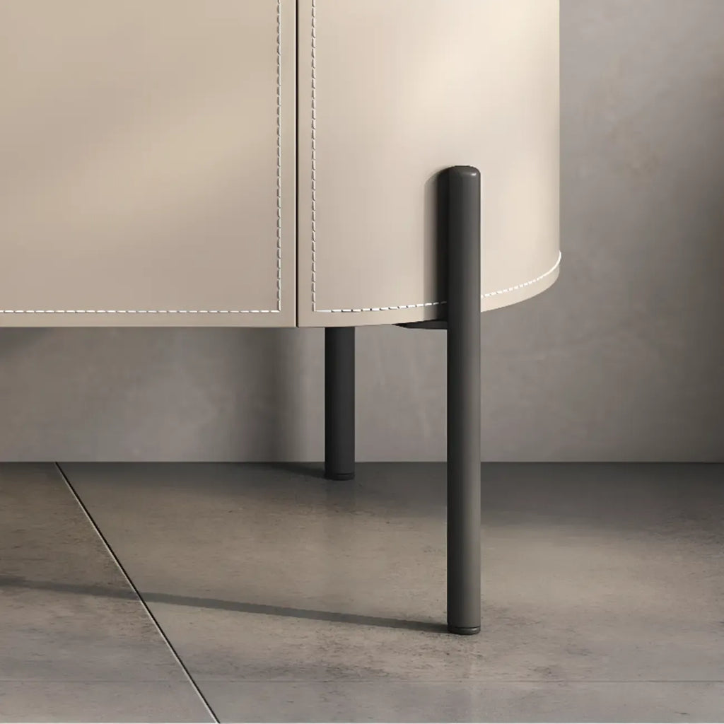 Meuble d'appoint moderne en pierre beige avec 4 pieds droits