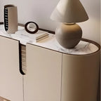 Meuble d'appoint moderne en pierre beige avec 4 pieds droits