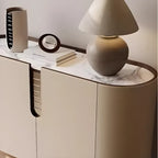 Meuble d'appoint moderne en pierre beige avec 4 pieds droits
