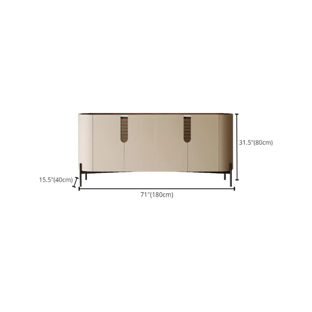 Meuble d'appoint moderne en pierre beige avec 4 pieds droits