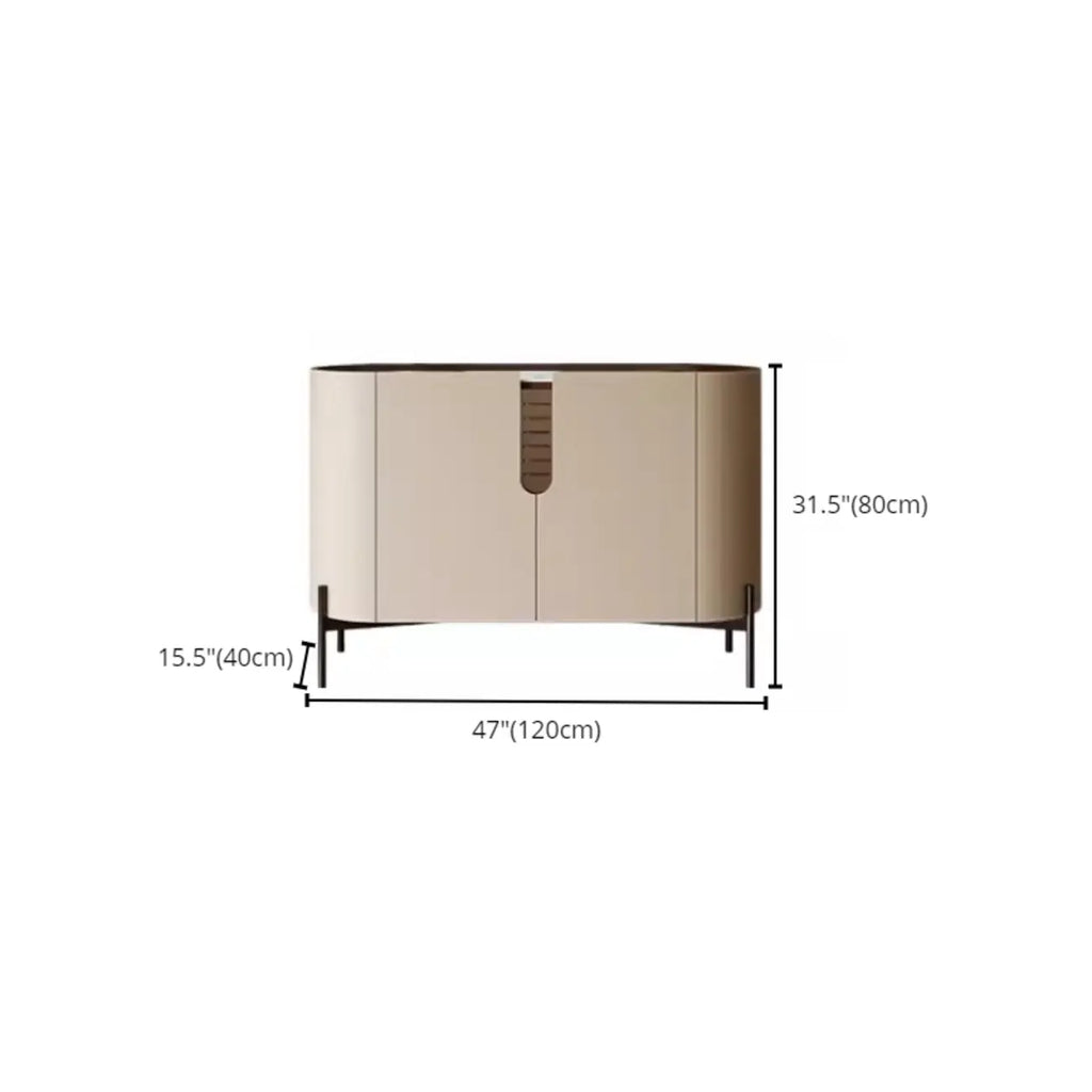 Meuble d'appoint moderne en pierre beige avec 4 pieds droits