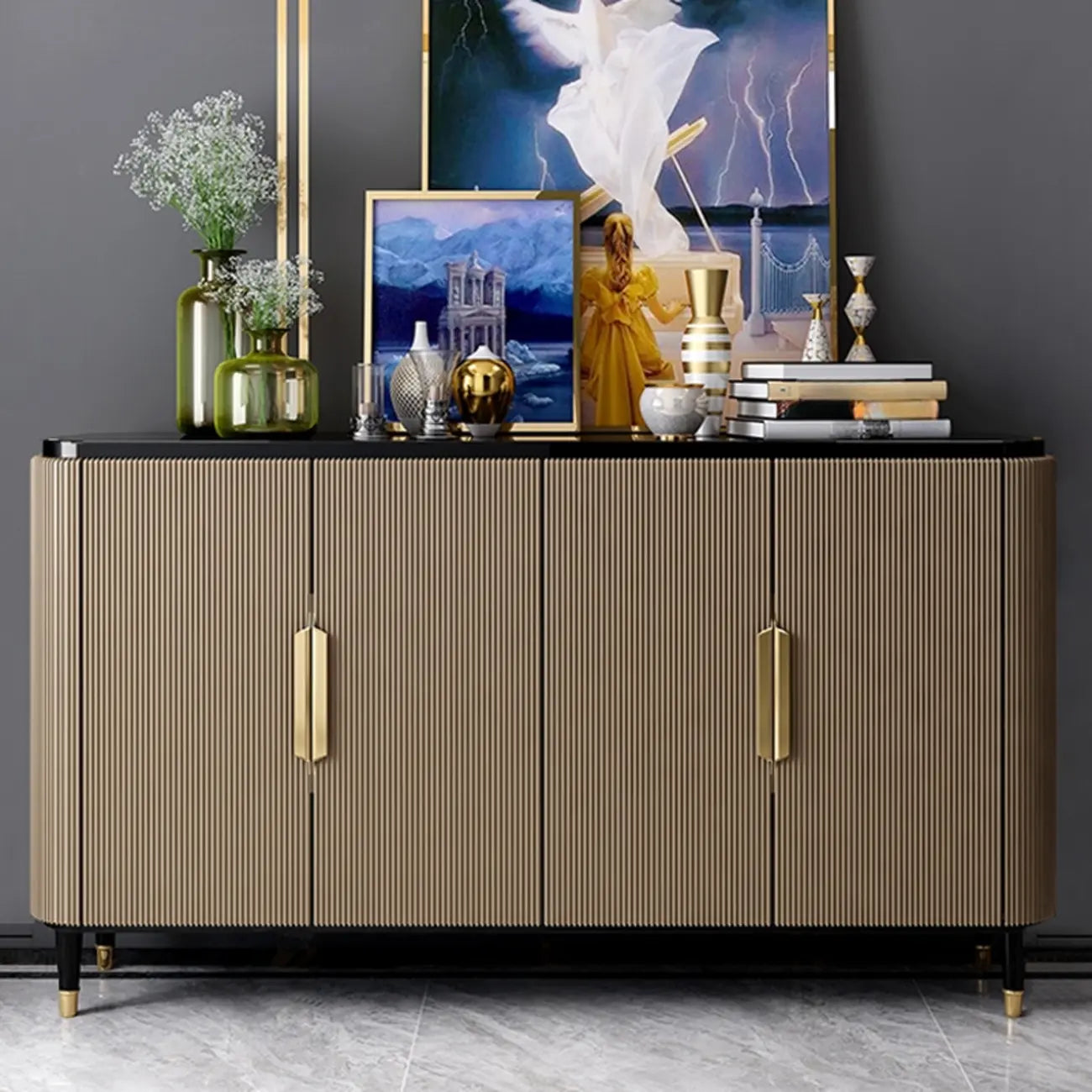 Meuble d'appoint glamour en bois de 35,5 cm pour la décoration du salon