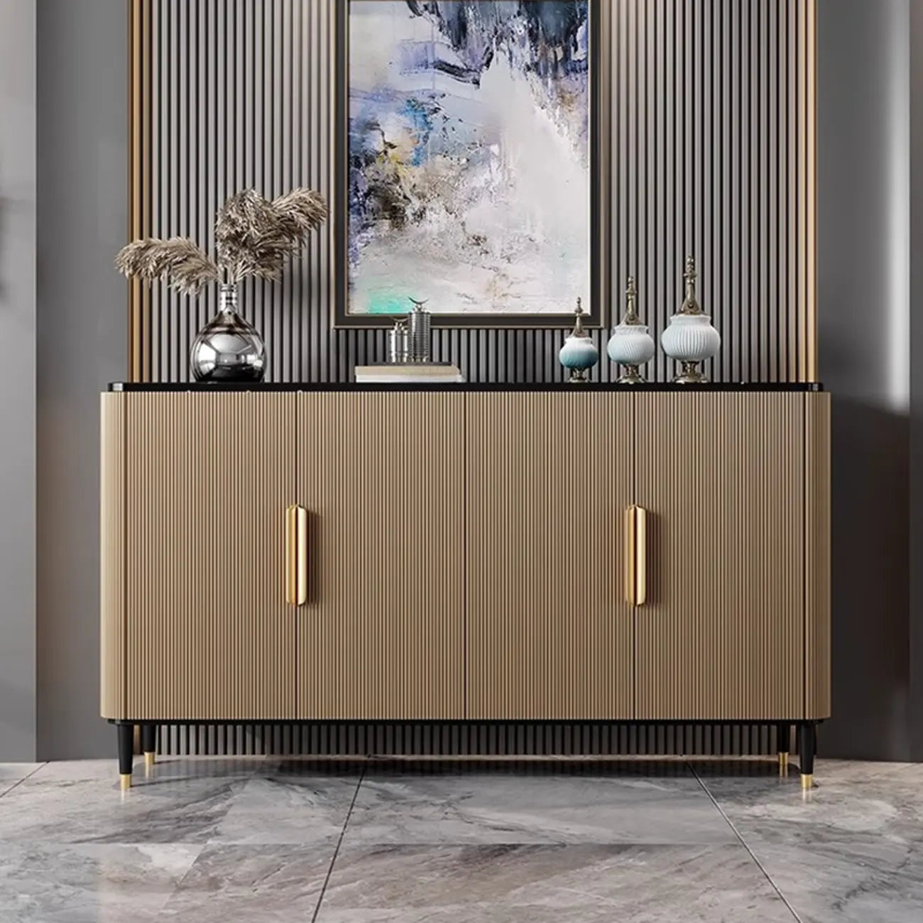 Meuble d'appoint glamour en bois de 35,5 cm pour la décoration du salon