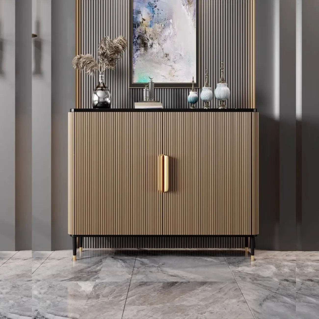 Meuble d'appoint glamour en bois de 35,5 cm pour la décoration du salon