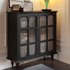Meuble d'appoint noir moderne pour salon avec porte vitrée