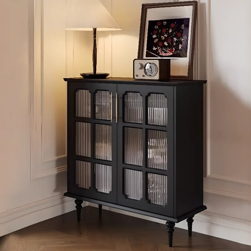 Meuble d'appoint noir moderne pour salon avec porte vitrée
