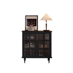 Meuble d'appoint noir moderne pour salon avec porte vitrée