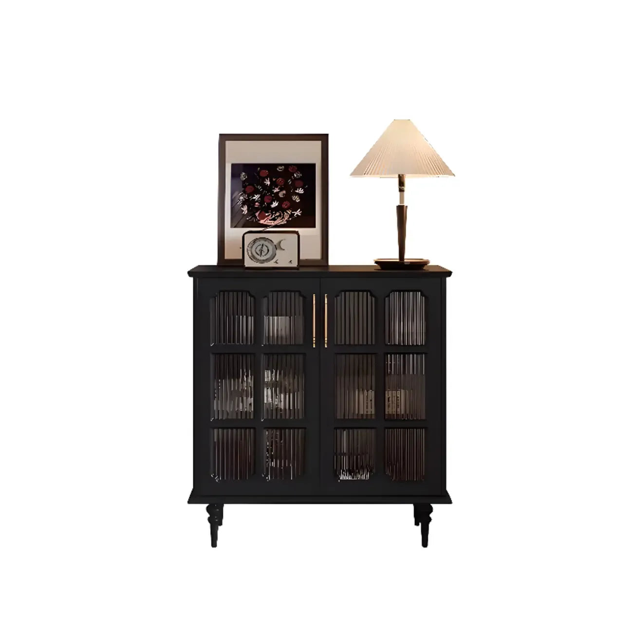 Meuble d'appoint noir moderne pour salon avec porte vitrée