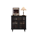 Meuble d'appoint noir moderne pour salon avec porte vitrée