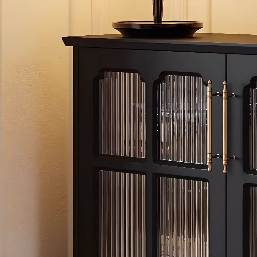 Meuble d'appoint noir moderne pour salon avec porte vitrée
