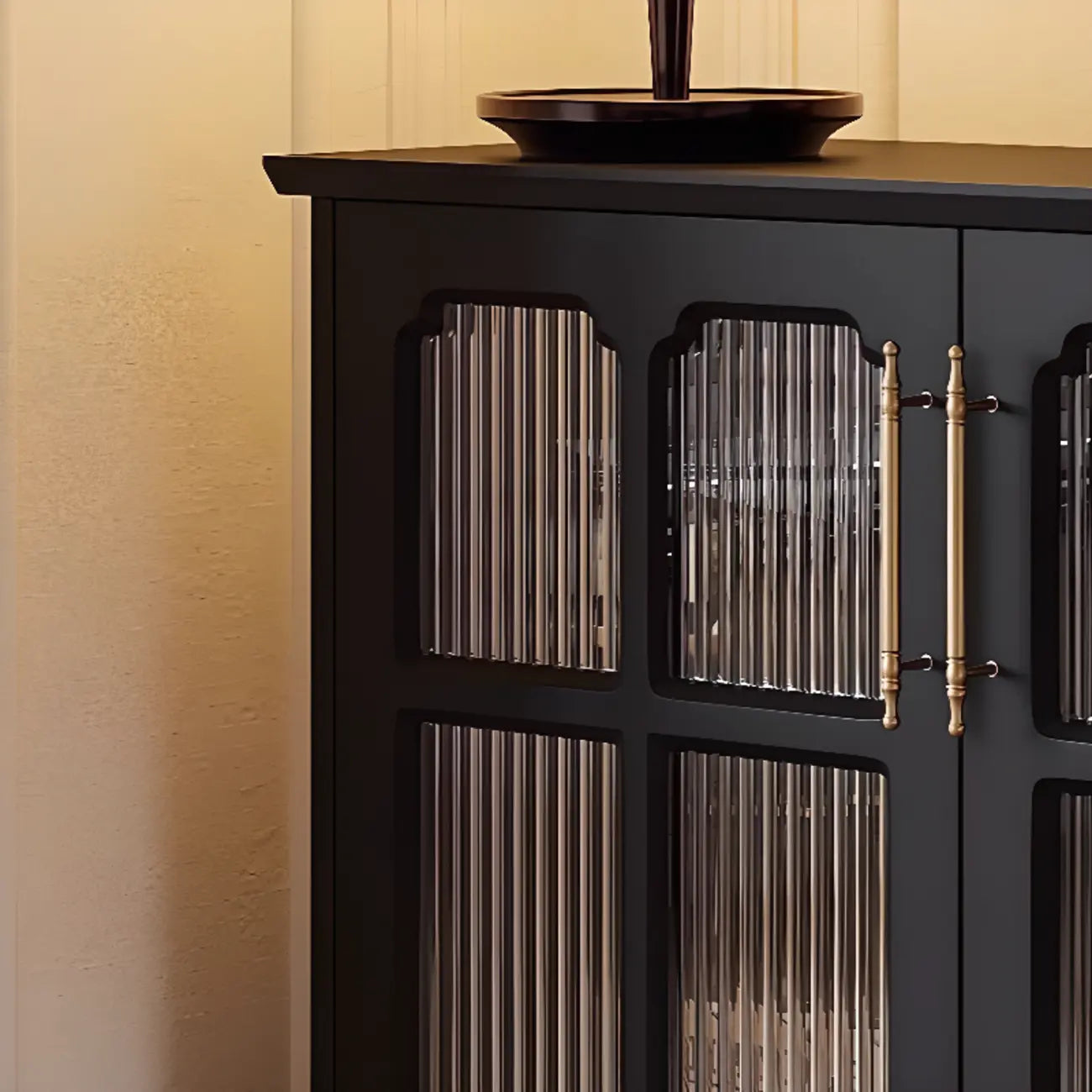 Meuble d'appoint noir moderne pour salon avec porte vitrée