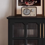 Meuble d'appoint noir moderne pour salon avec porte vitrée