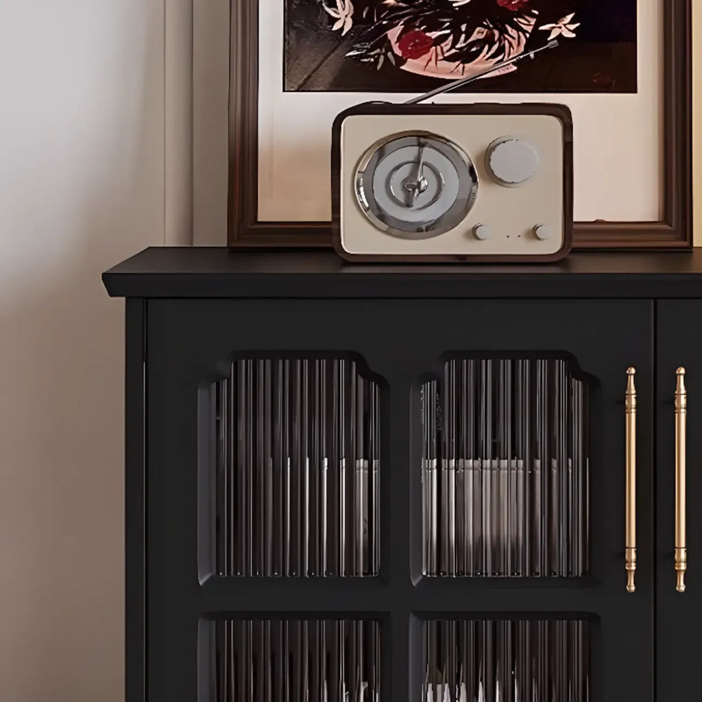 Meuble d'appoint noir moderne pour salon avec porte vitrée