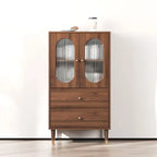Meuble de salon rétro en bois avec porte vitrée et tiroirs