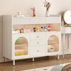 Meuble d'appoint blanc moderne avec tiroirs et portes vitrées