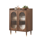 Meuble de salon rétro en bois avec porte vitrée et tiroirs