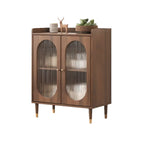 Meuble de salon rétro en bois avec porte vitrée et tiroirs